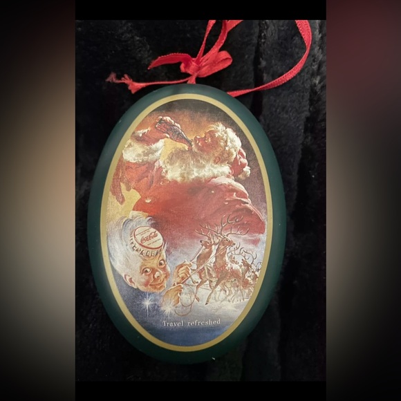 Vintage Lot 2 90s Coca Cola Christmas Ornaments Trim A Tree Santa Tins - Picture 2 of 9